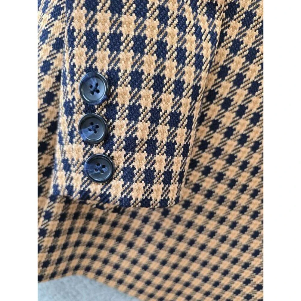 Tahari ASL Plus Size Colorblocked Peak-Lapel Blazer Women's 24W New Navy/Ginger - Picture 10 of 15